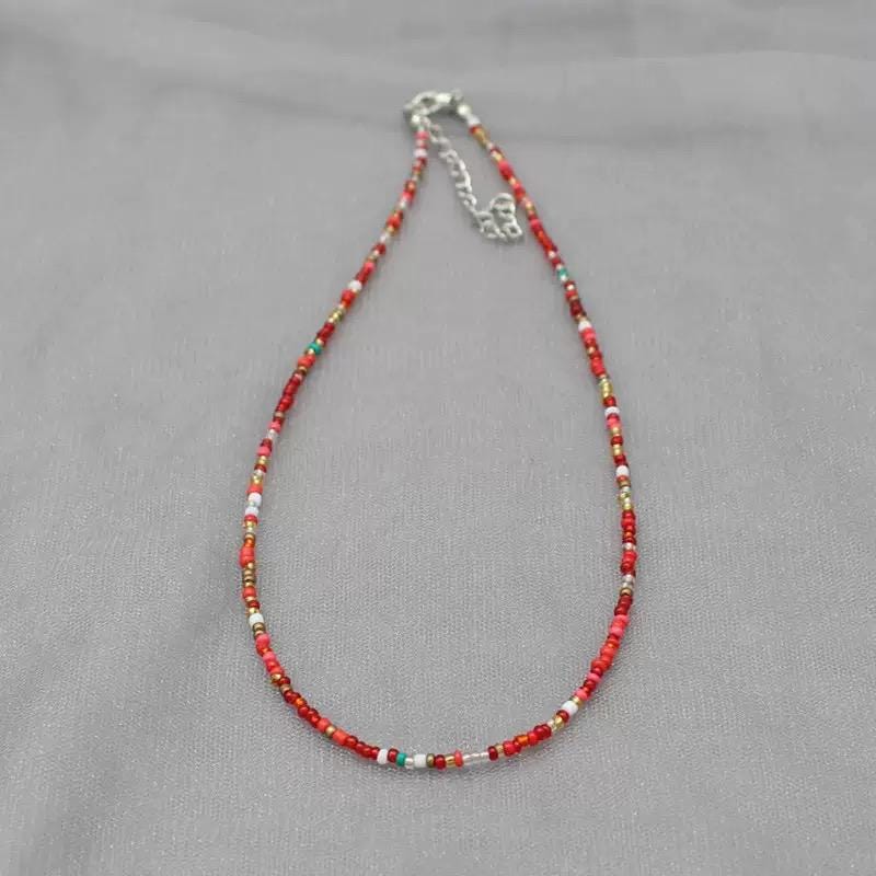 Beaded Necklace  Dainty Boho Choker for Women