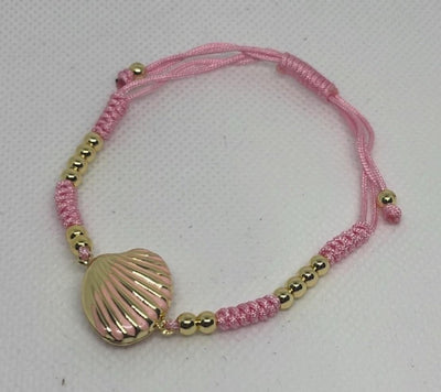 Pink Seashell Bracelet  Adjustable Gold Shell Charm Bracelet for Women