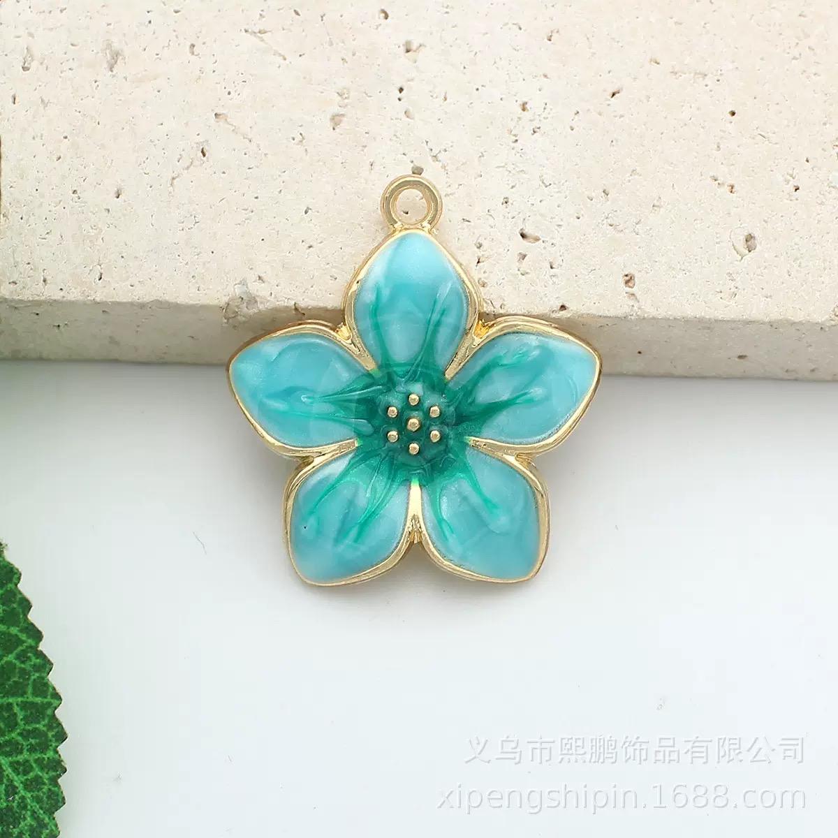 Colorful Gold Edge Floral Pendants -Enamel Flower Charms