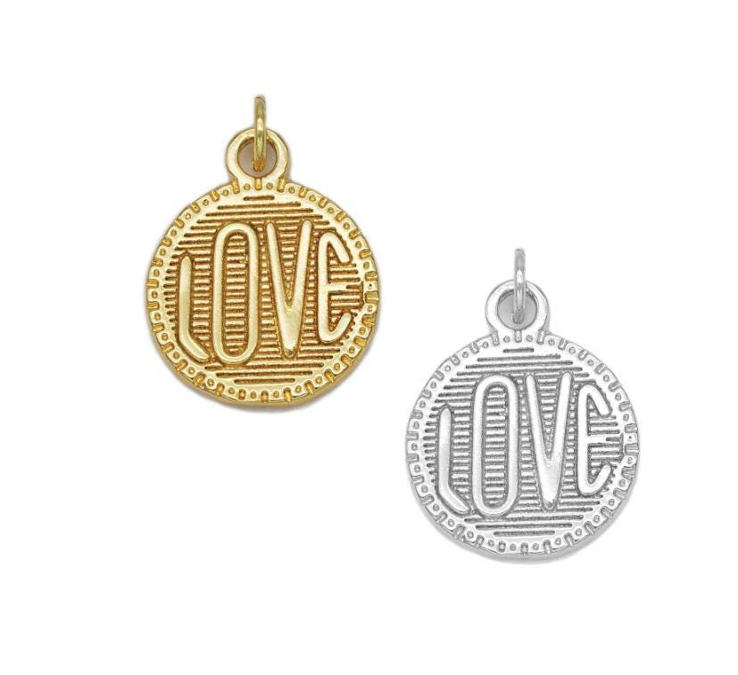 Gold Love  Round Coin Charm,