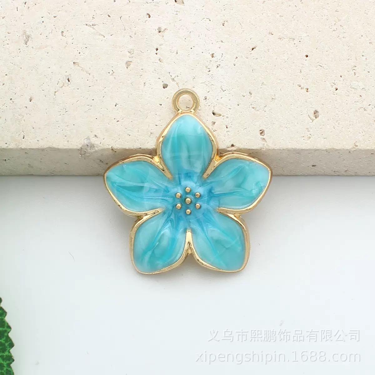 Colorful Gold Edge Floral Pendants -Enamel Flower Charms