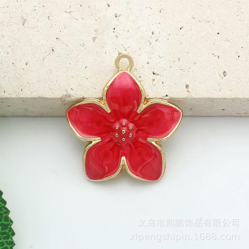 Colorful Gold Edge Floral Pendants -Enamel Flower Charms