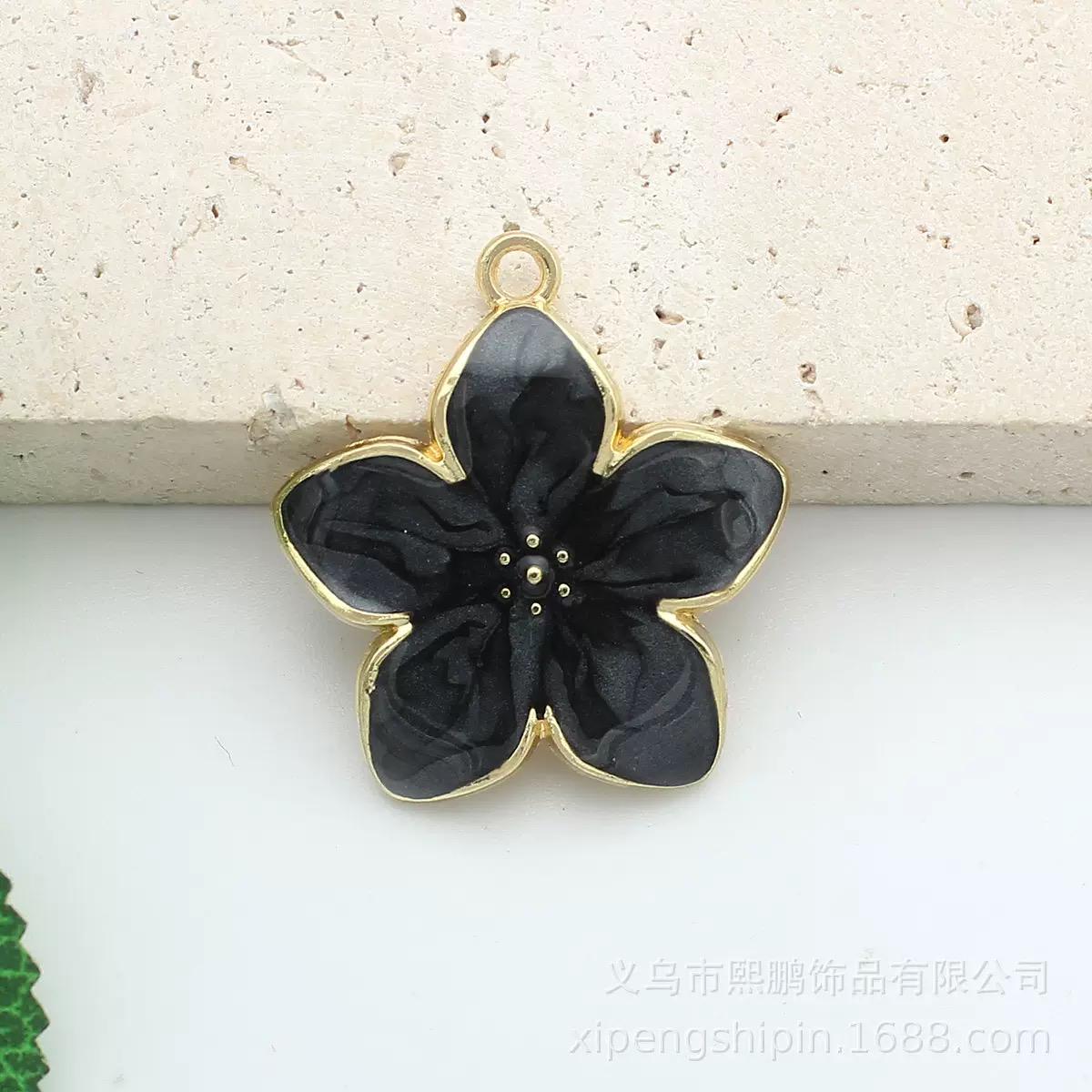 Colorful Gold Edge Floral Pendants -Enamel Flower Charms