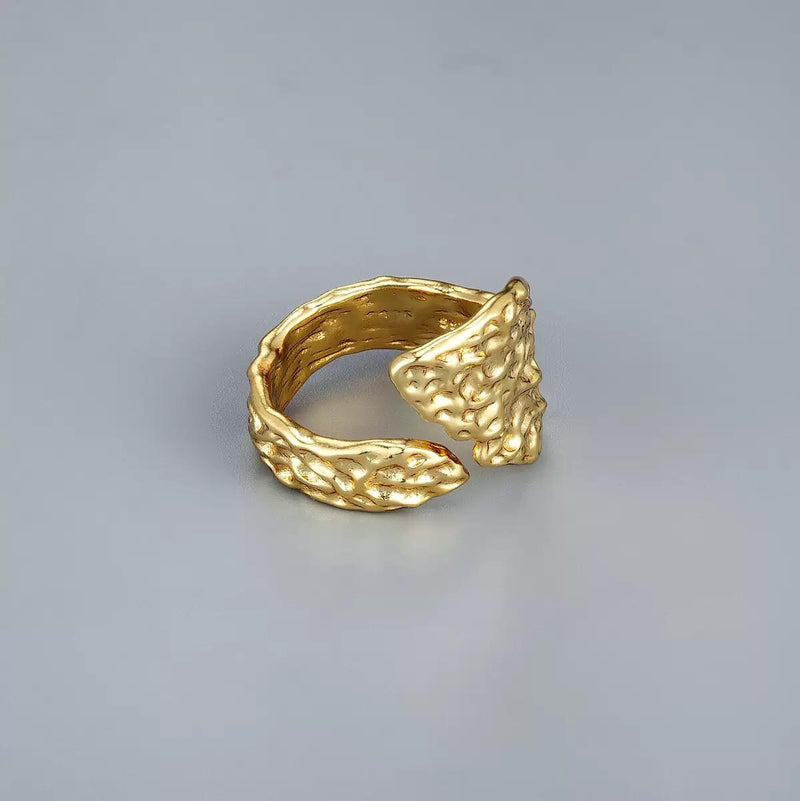 Adjustable Hammered Open Wrap Ring | Gold or Silver Textured Statement Ring | Chunky Minimalist Jewelry