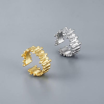 Gold Plated Textured Open Ring Adjustable