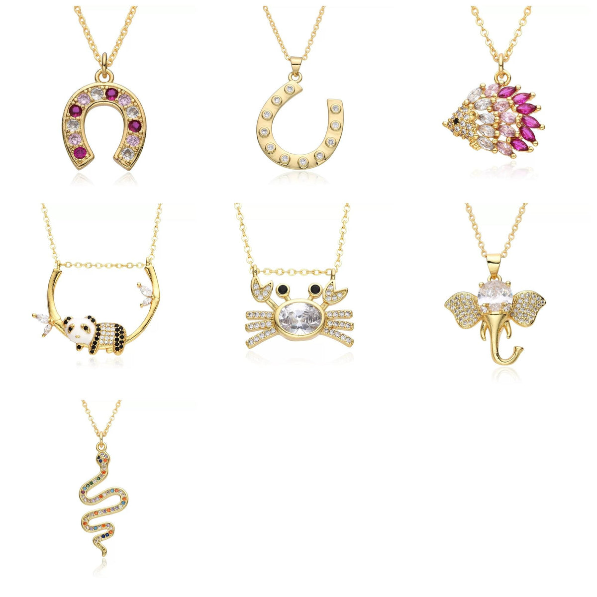 Gold-Plated Sparkling Charm Necklace Collection  Lucky, Zodiac & Celestial Pendants