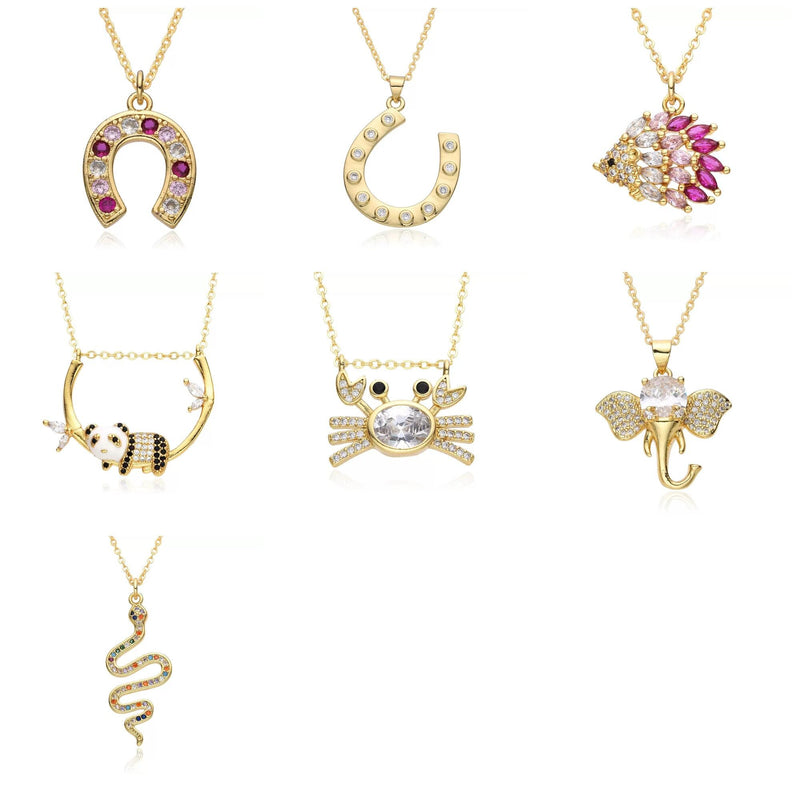 Gold-Plated Sparkling Charm Necklace Collection  Lucky, Zodiac & Celestial Pendants