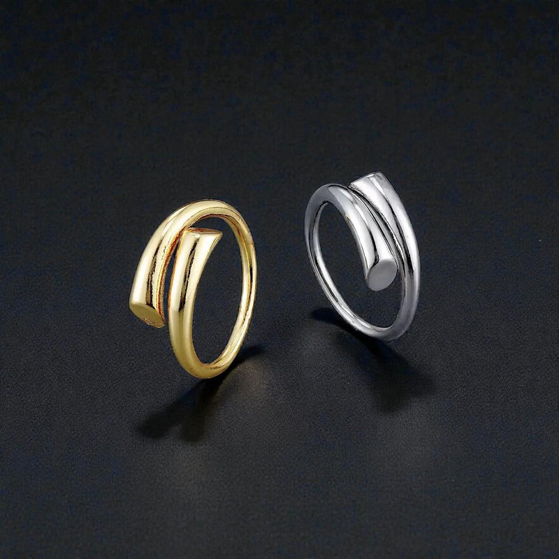 Adjustable Gold Plated Hammer and Abstract Rings