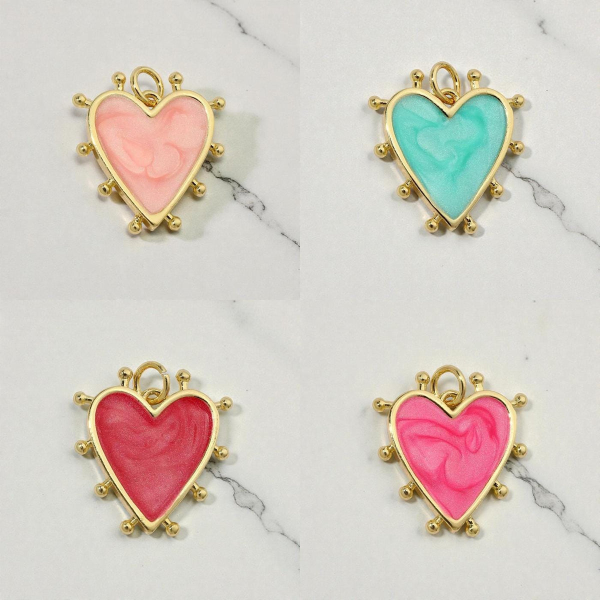 Heart Enamel Charms in four colors