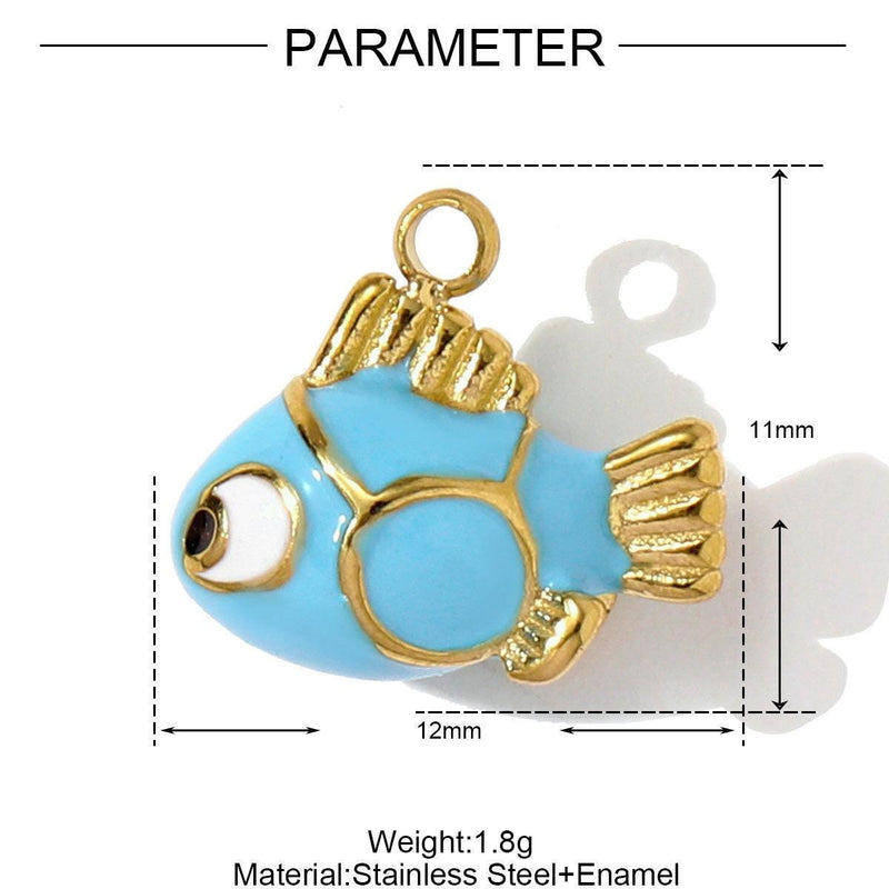Gold Plated Ocean Charms  Beach Jewelry Pendants  Enamel Shell, Fish & Sea Life Charms