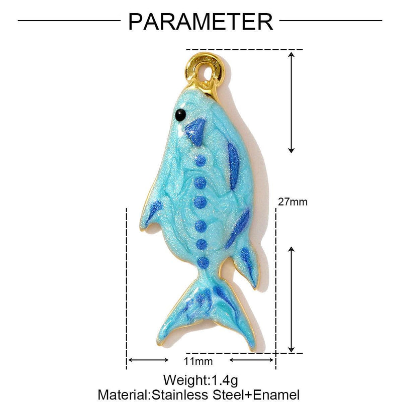 Gold Plated Ocean Charms  Beach Jewelry Pendants  Enamel Shell, Fish & Sea Life Charms