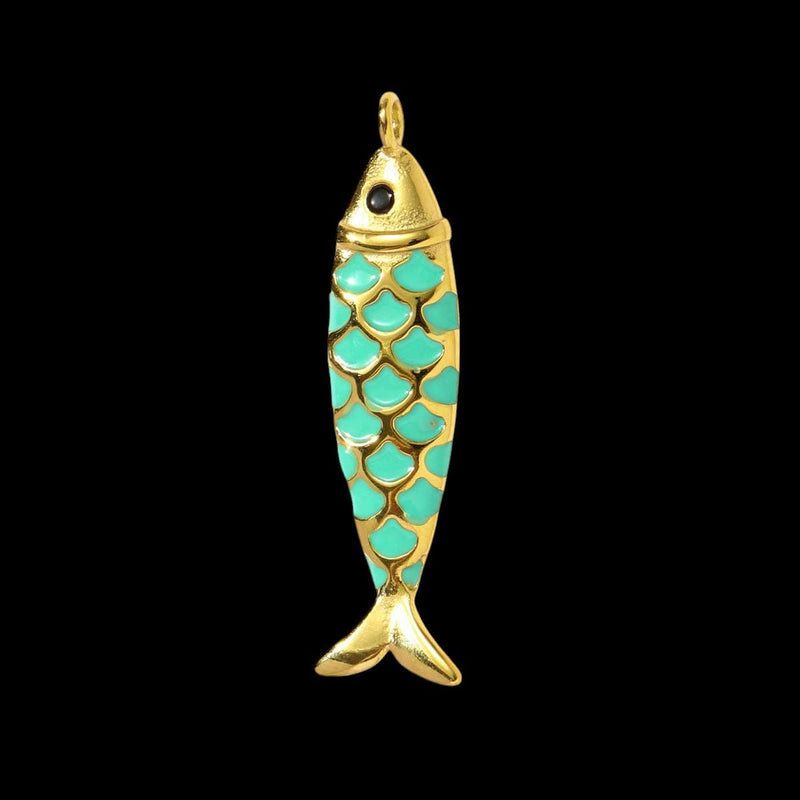Gold Plated Ocean Charms  Fish, Shell & Shark CZ Enamel Pendants for Bracelets, Necklaces , Keychains