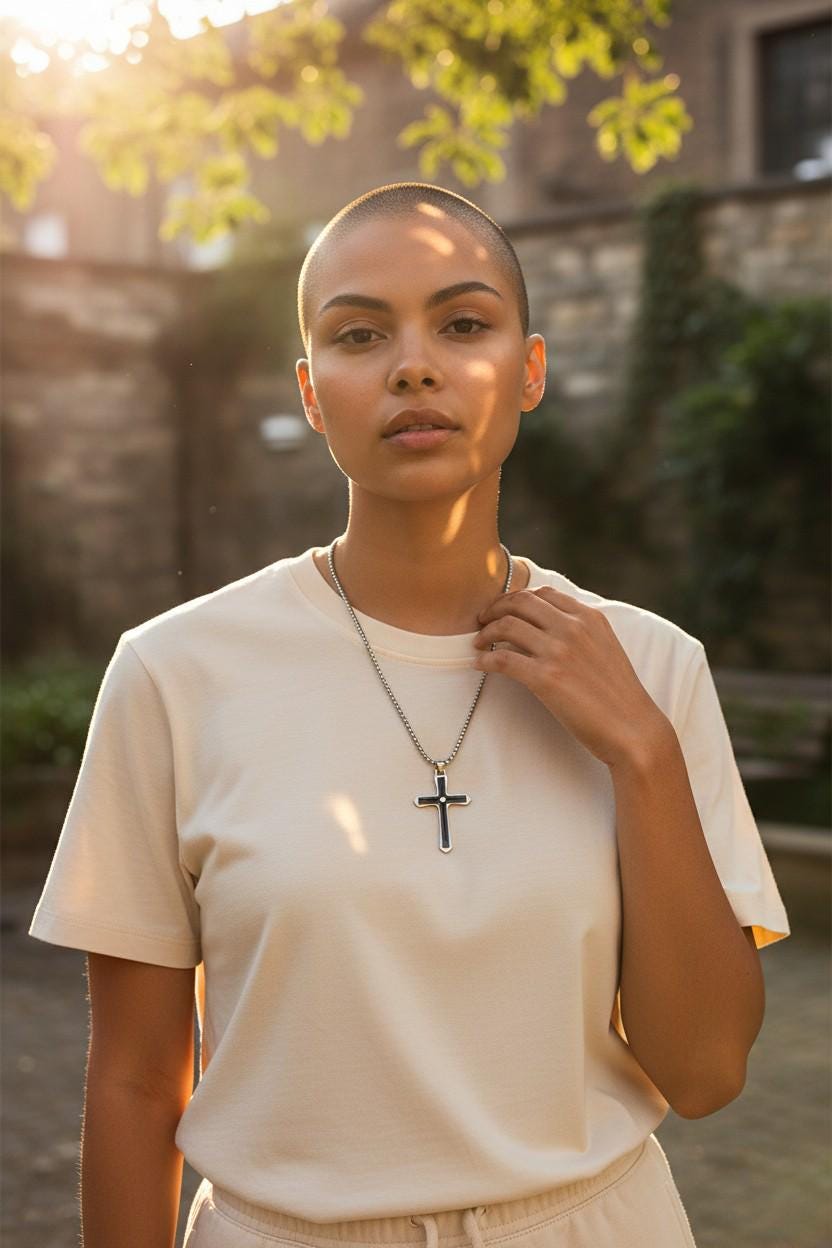 Gold or Silver Stainless Steel Cross Necklace  Mens & Womens Christian Pendant