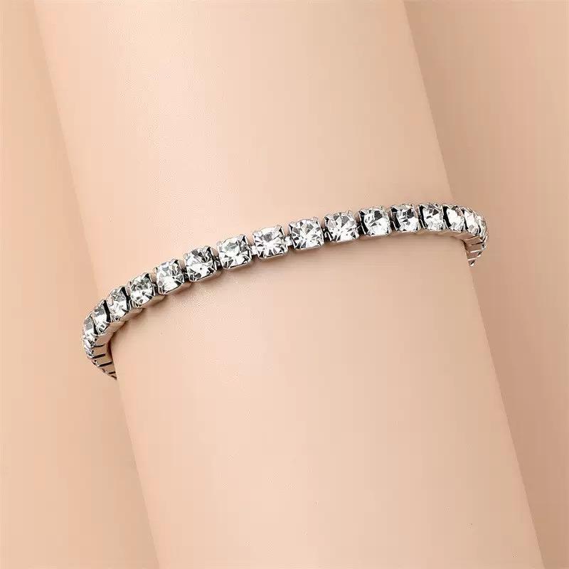 Gold or Silver CZ Tennis Bracelet  Dainty Crystal Link Bracelet  Minimalist Stackable Jewelry
