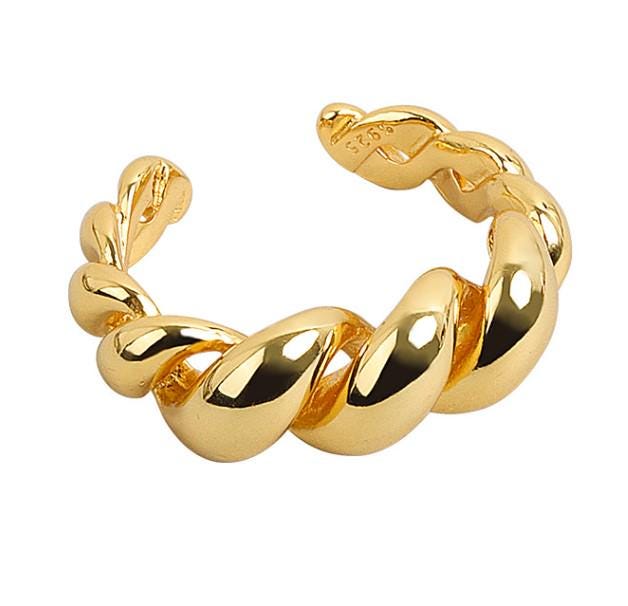 Chunky Twisted Adjustable Ring | Gold or Silver Open Band | Minimalist Stackable Fashion Ring for Women