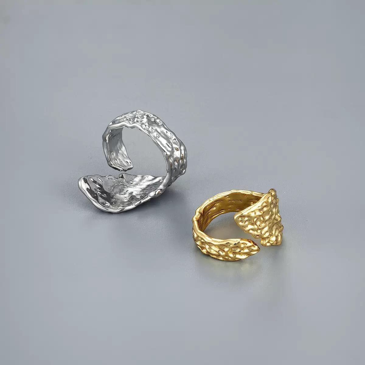 Adjustable Hammered Open Wrap Ring | Gold or Silver Textured Statement Ring | Chunky Minimalist Jewelry