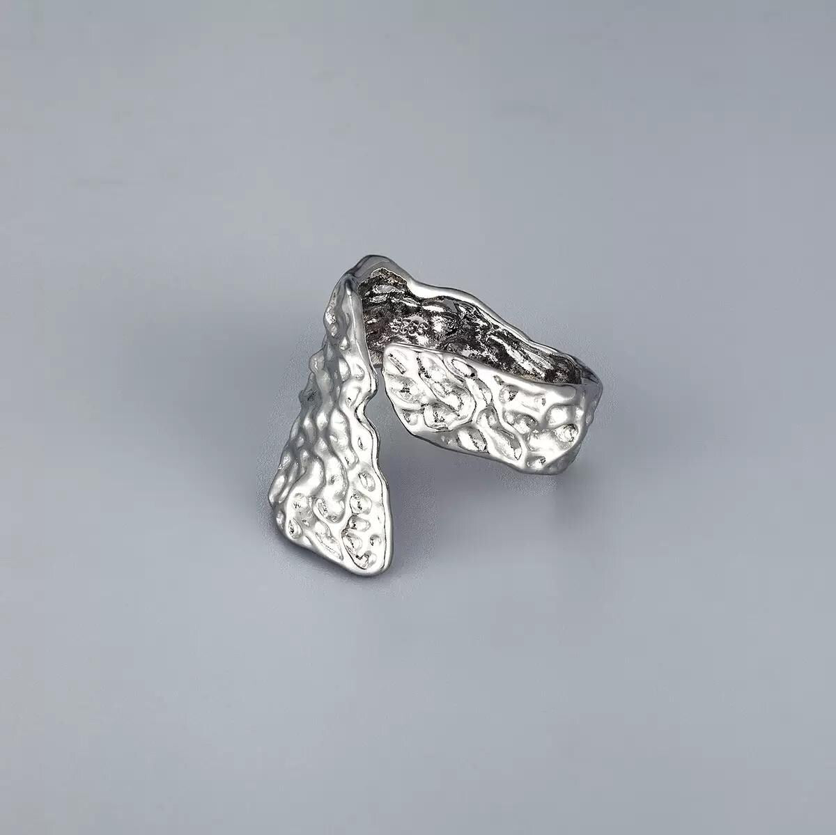 Adjustable Hammered Open Wrap Ring | Gold or Silver Textured Statement Ring | Chunky Minimalist Jewelry
