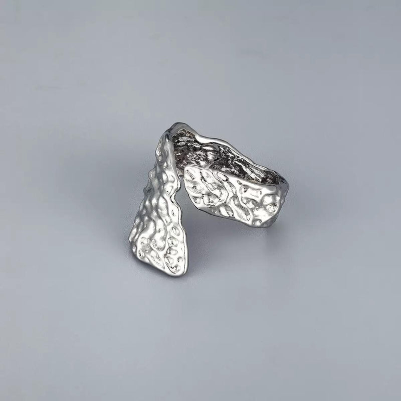 Adjustable Hammered Open Wrap Ring | Gold or Silver Textured Statement Ring | Chunky Minimalist Jewelry