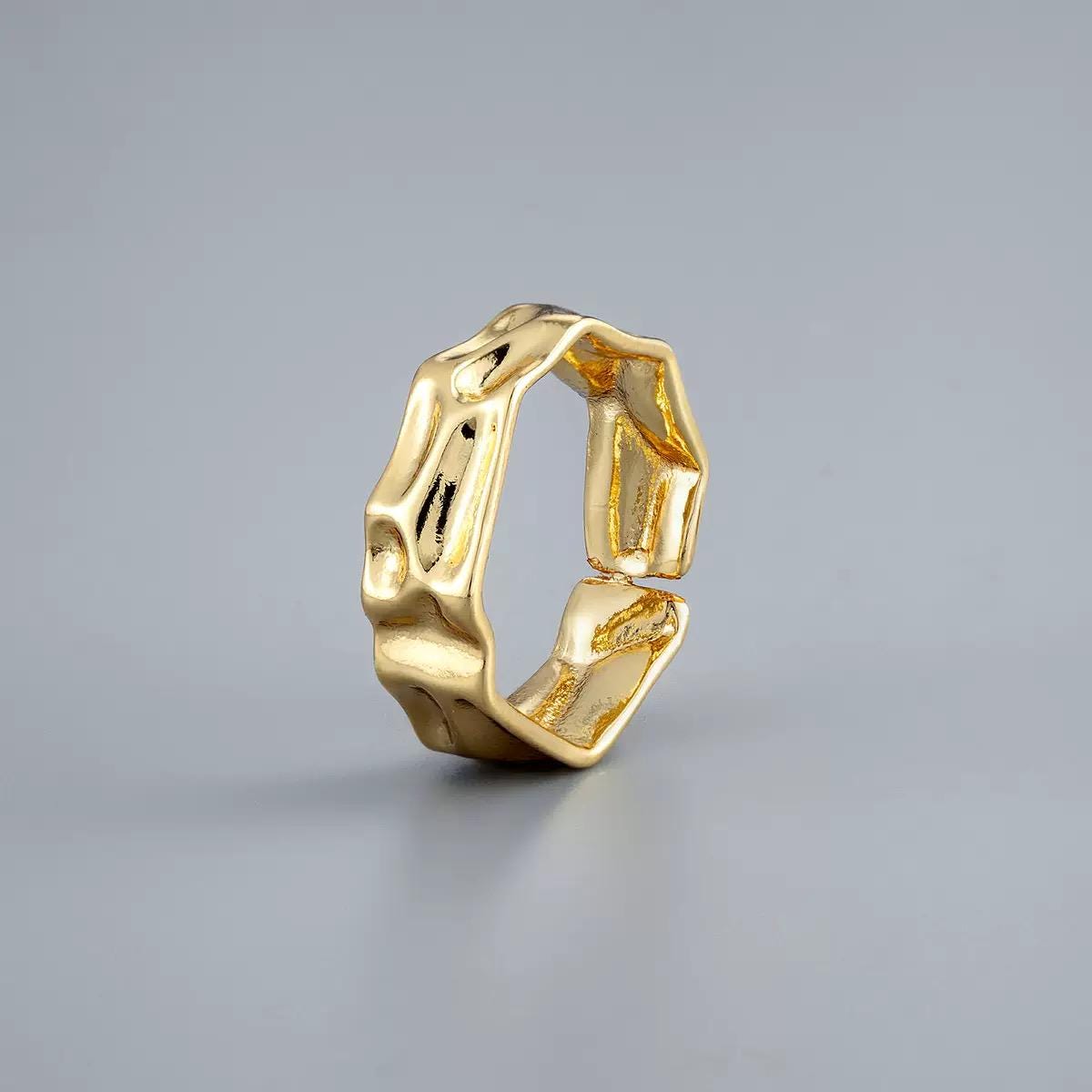 Gold Plated Molten Adjustable Ring
