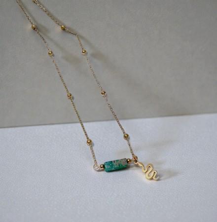 Dainty Gold Stone Charm Necklace  Natural Gemstone Pendant   Boho Star, Sun, Heart, Snake, Coin