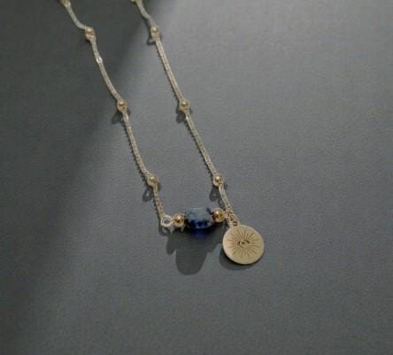 Dainty Gold Stone Charm Necklace  Natural Gemstone Pendant   Boho Star, Sun, Heart, Snake, Coin