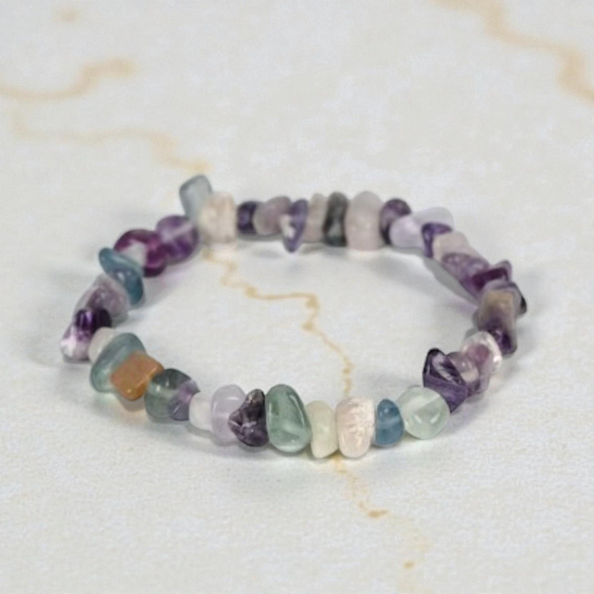 Handmade Colorful Natural Stone Healing Gravel Chipped 7 Chakra Crystal Chip Bracelet   Set 1