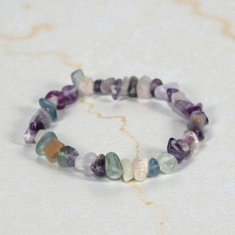 Handmade Colorful Natural Stone Healing Gravel Chipped 7 Chakra Crystal Chip Bracelet   Set 1