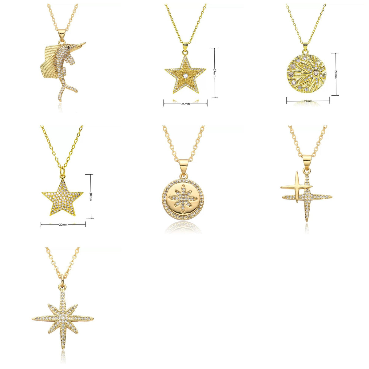 Gold-Plated Sparkling Charm Necklace Collection  Lucky, Zodiac & Celestial Pendants