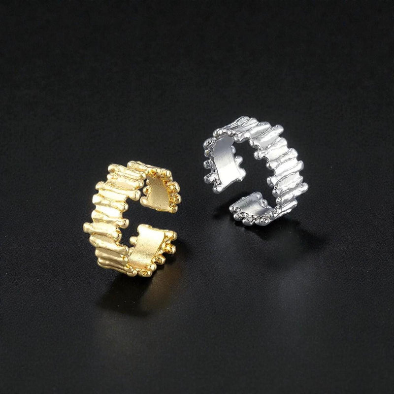 Adjustable Gold Plated Hammer and Abstract Rings