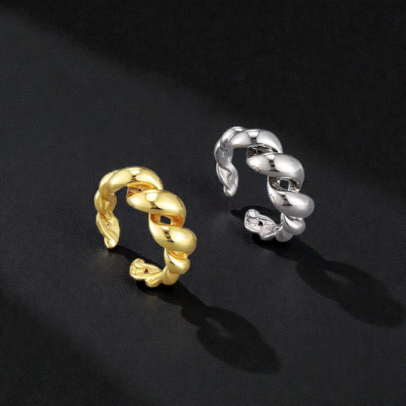 Adjustable Gold Plated Hammer and Abstract Rings