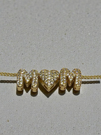 18k Gold Plated MOM Necklace  Sparkling Letter Necklace for Mothers