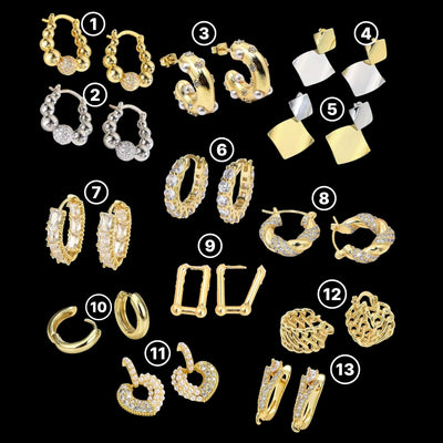 Gold Plated Hoop Earrings  Multiple Styles  Crystal & Modern Hoops