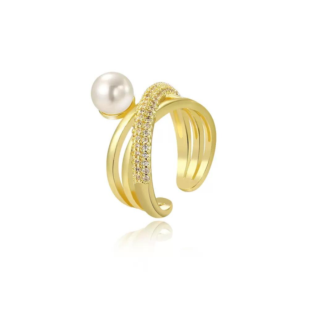 Gold Plated Adjustable Rings  High Fashion Crystal Statement Rings  Trendy Open Band Jewelry