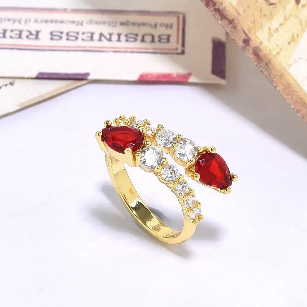 Gold Plated Adjustable Rings  High Fashion Crystal Statement Rings  Trendy Open Band Jewelry