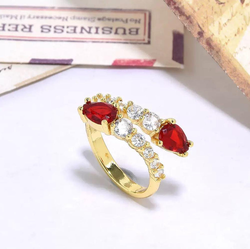 Gold Plated Adjustable Rings  High Fashion Crystal Statement Rings  Trendy Open Band Jewelry