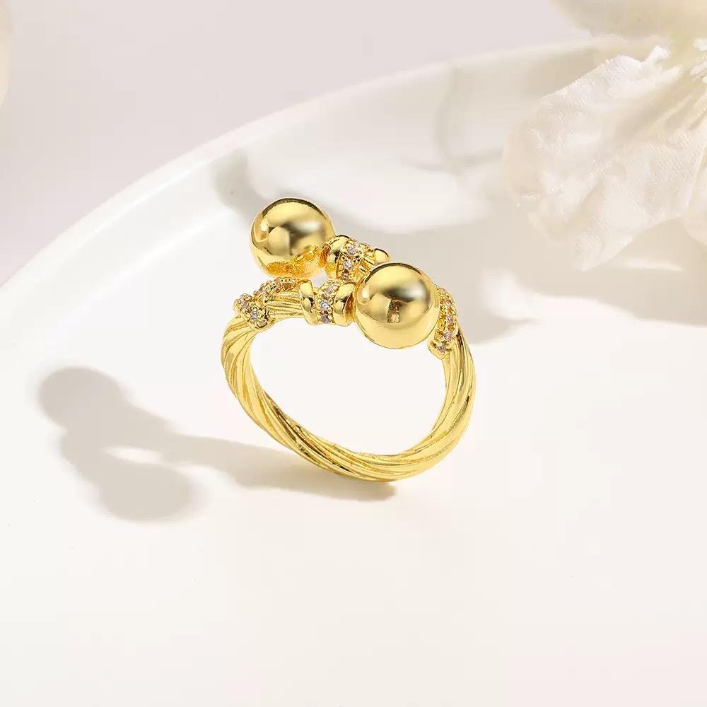 Gold Plated Adjustable Rings  High Fashion Crystal Statement Rings  Trendy Open Band Jewelry