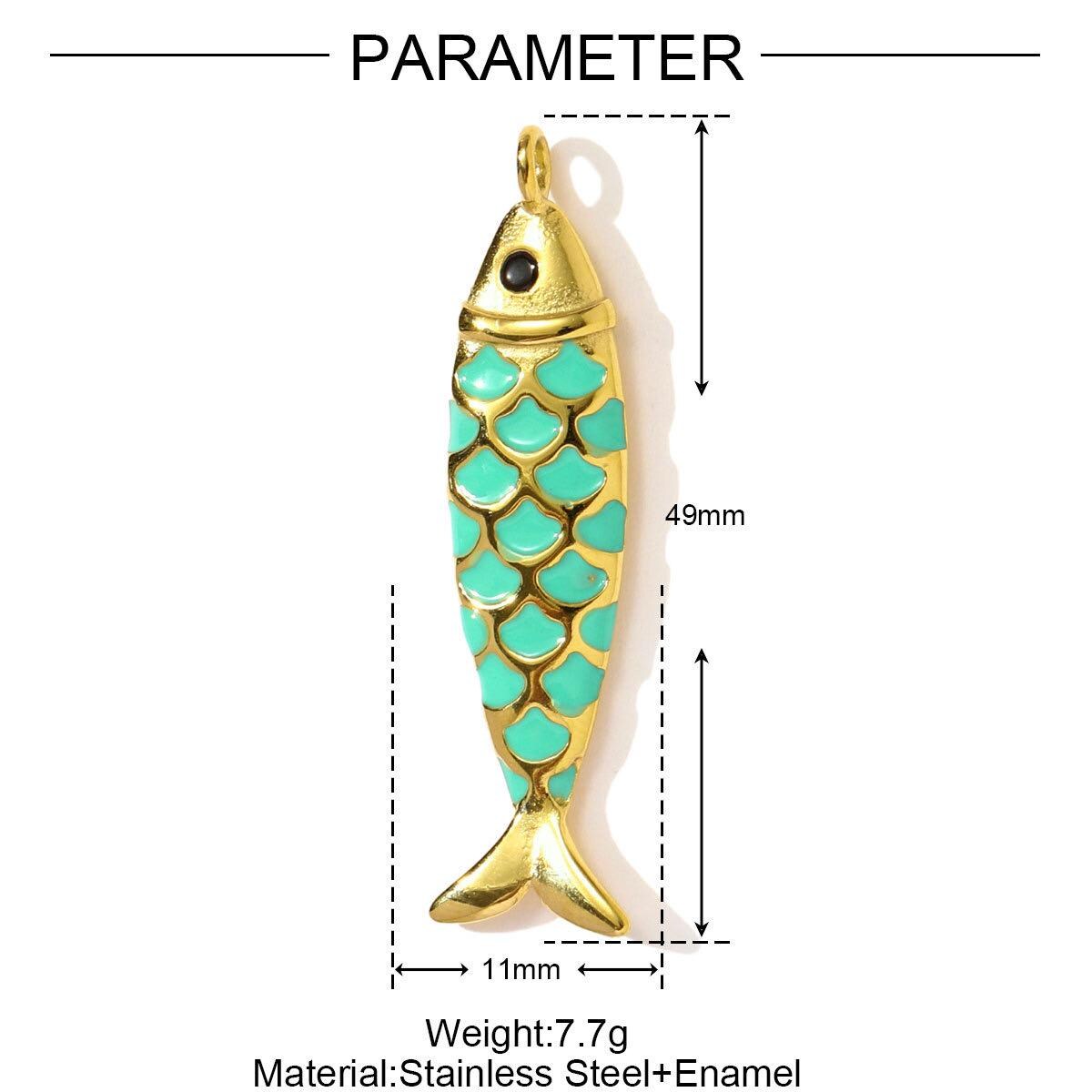 Gold Plated Ocean Charms  Fish, Shell & Shark CZ Enamel Pendants for Bracelets, Necklaces , Keychains