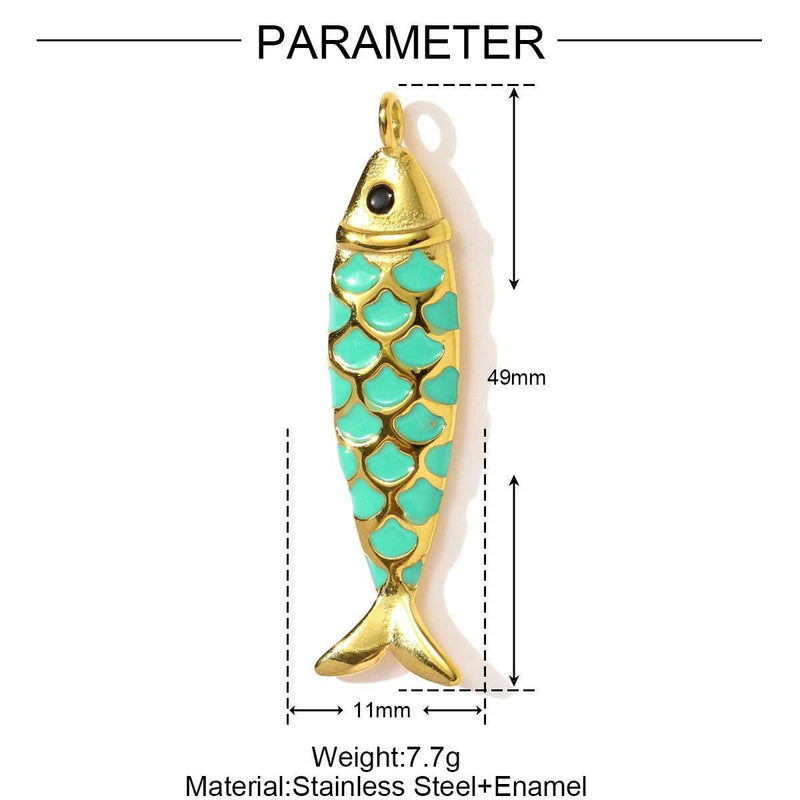 Gold Plated Ocean Charms  Fish, Shell & Shark CZ Enamel Pendants for Bracelets, Necklaces , Keychains