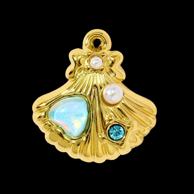 Gold Plated Ocean Charms  Fish, Shell & Shark CZ Enamel Pendants for Bracelets, Necklaces , Keychains