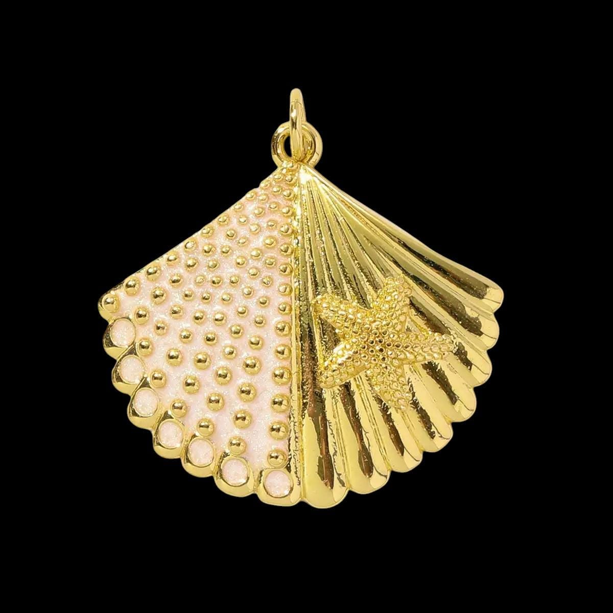 Gold Plated Ocean Charms  Fish, Shell & Shark CZ Enamel Pendants for Bracelets, Necklaces , Keychains
