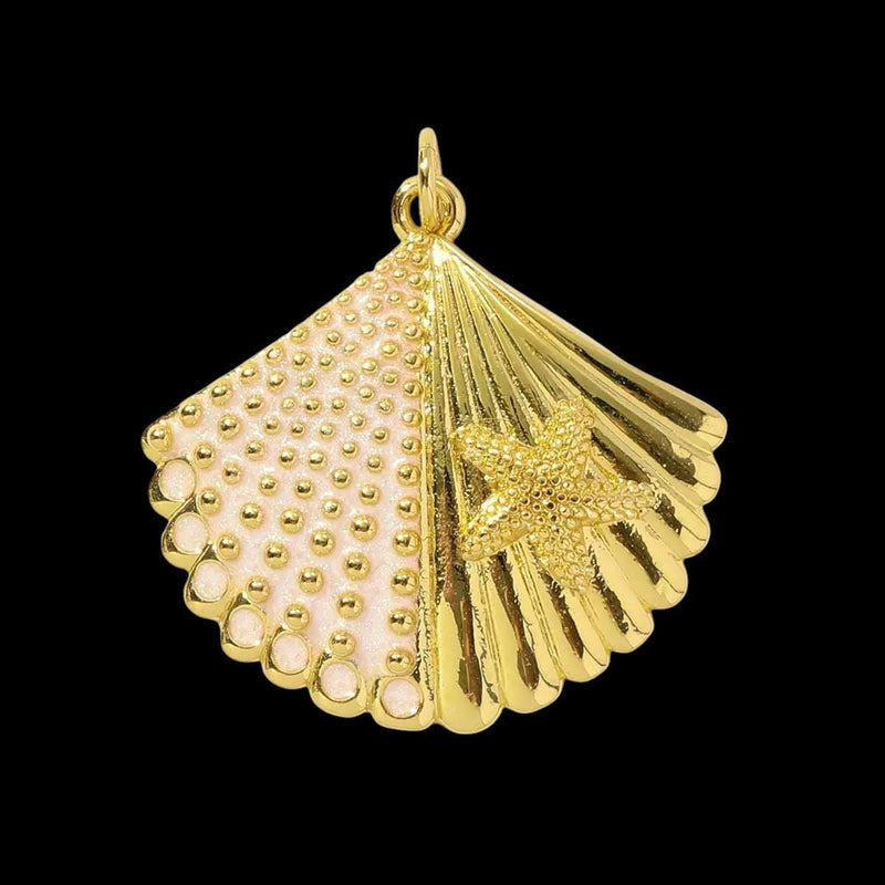 Gold Plated Ocean Charms  Fish, Shell & Shark CZ Enamel Pendants for Bracelets, Necklaces , Keychains