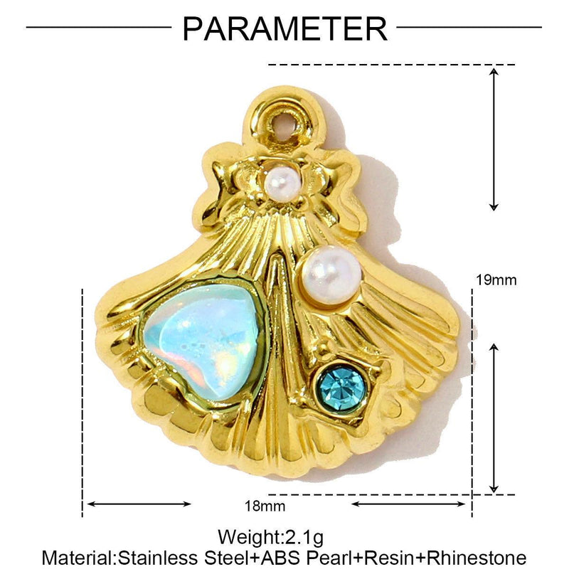 Gold Plated Ocean Charms  Fish, Shell & Shark CZ Enamel Pendants for Bracelets, Necklaces , Keychains