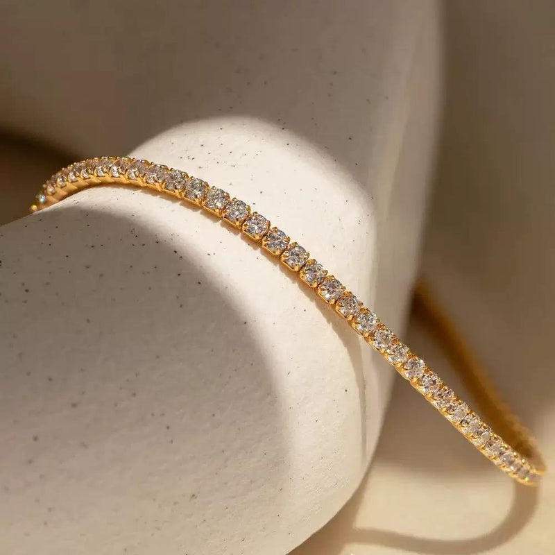 Gold or Silver CZ Tennis Bracelet  Dainty Crystal Link Bracelet  Minimalist Stackable Jewelry