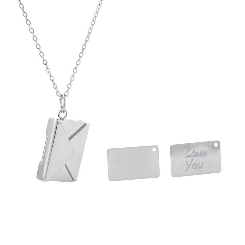 Love Letter Envelope Necklace  Hidden Message Pendant  Custom Engraved Insert  Romantic Gift for Her  Silver Gold Rose Gold Jewelry