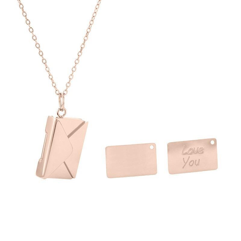 Love Letter Envelope Necklace  Hidden Message Pendant  Custom Engraved Insert  Romantic Gift for Her  Silver Gold Rose Gold Jewelry