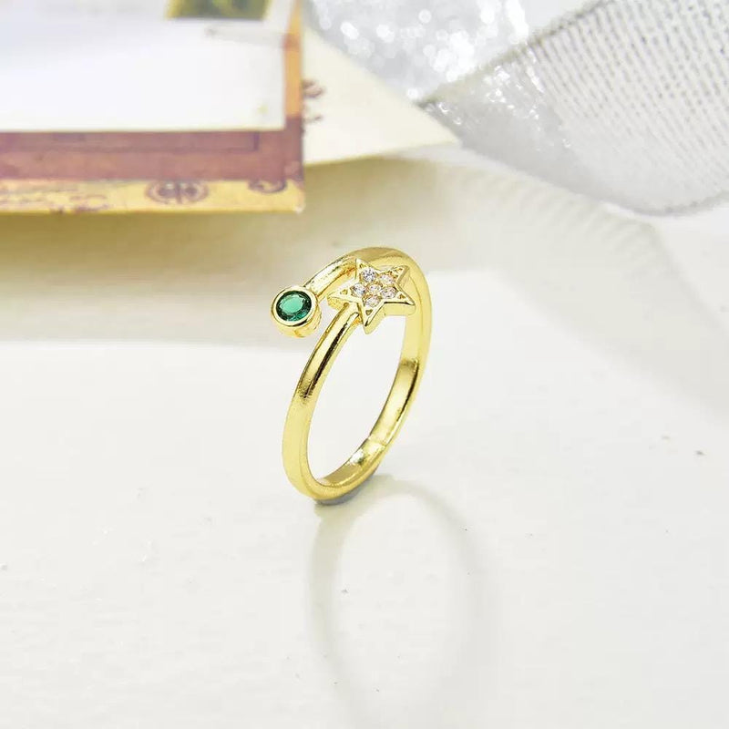 Gold Plated Adjustable Rings Set  Dainty Star Heart Crown Rings, Minimal Stackable Fashion Jewelry