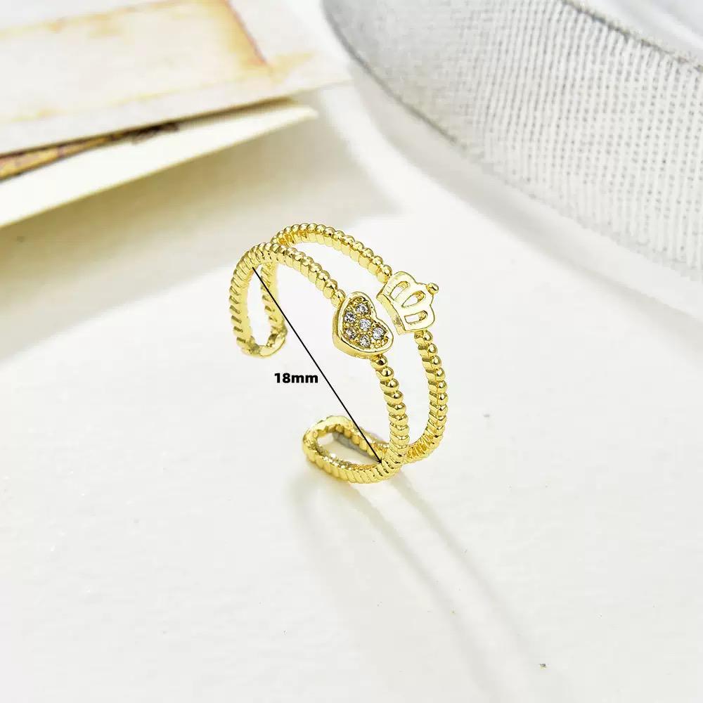 Gold Plated Adjustable Rings Set  Dainty Star Heart Crown Rings, Minimal Stackable Fashion Jewelry