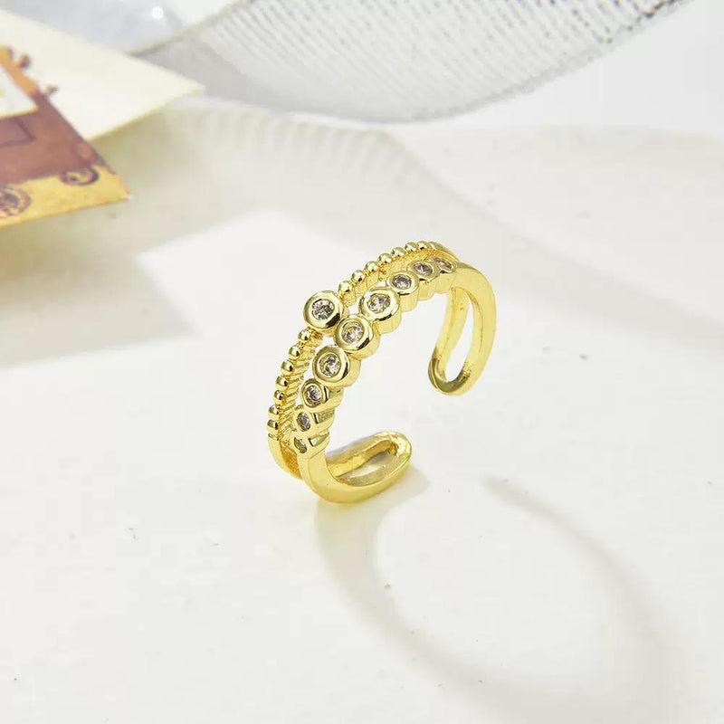 Gold Plated Adjustable Rings Set  Dainty Star Heart Crown Rings, Minimal Stackable Fashion Jewelry