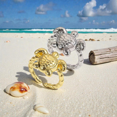 Turtle Adjustable Ring  Ocean Inspired Sea Turtle Ring