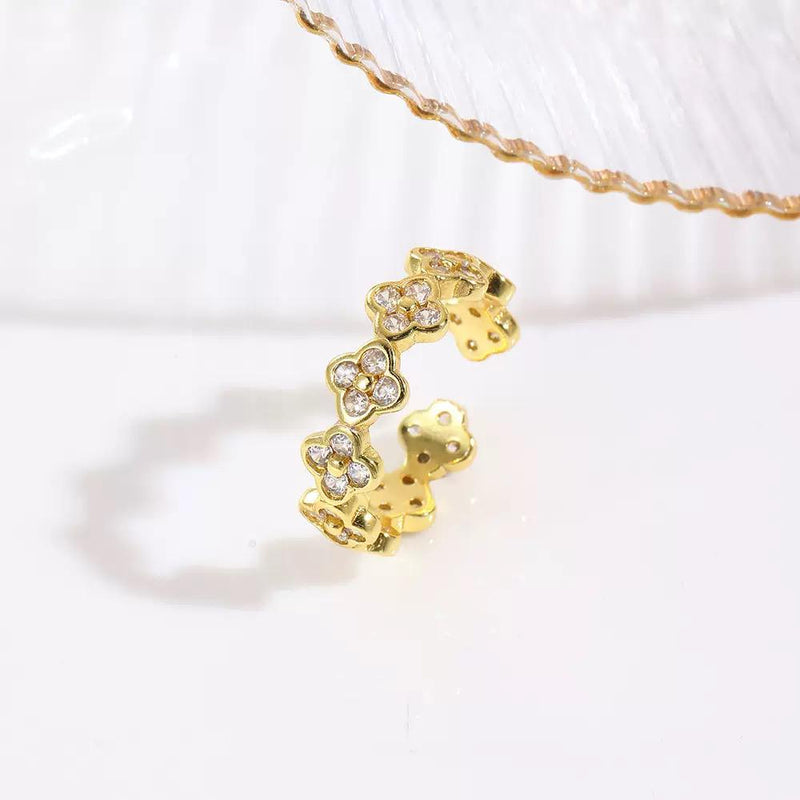 Gold Plated Adjustable Charm Rings | Cute Heart Cat Fish Floral Designs | Trendy Open Rings